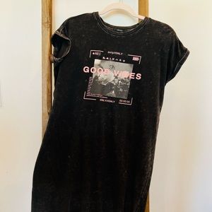 Forever 21 Good Vibes Distressed Black Casual Dress